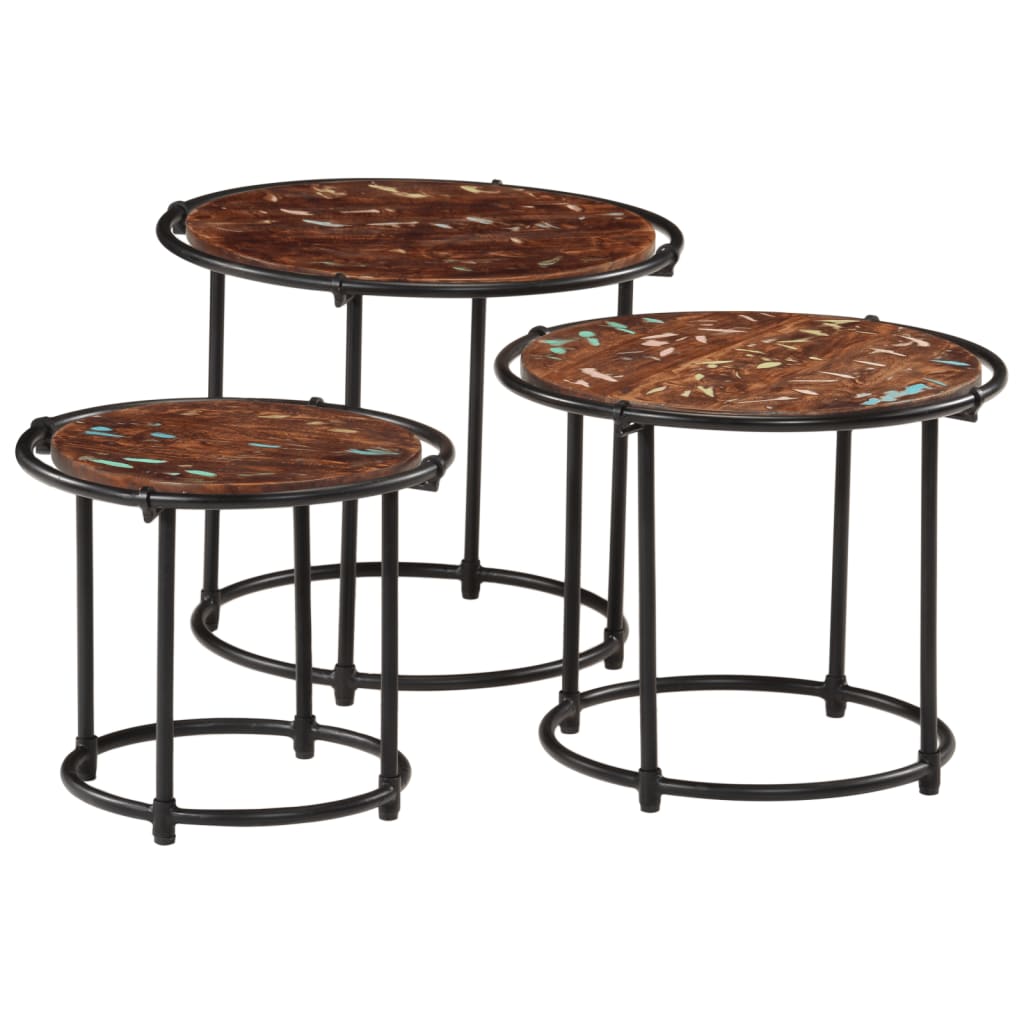 Vidaxl tafeltjesset 3 st massief gerecycled hout