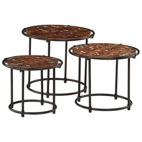 Vidaxl tafeltjesset 3 st massief gerecycled hout