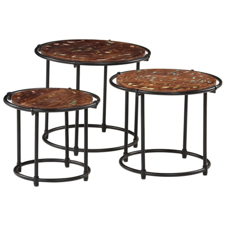 Vidaxl tafeltjesset 3 st massief gerecycled hout