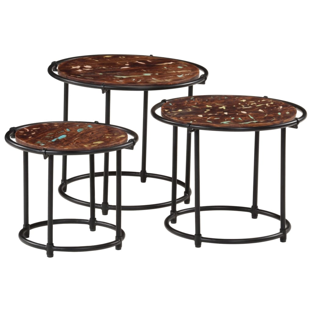Vidaxl tafeltjesset 3 st massief gerecycled hout