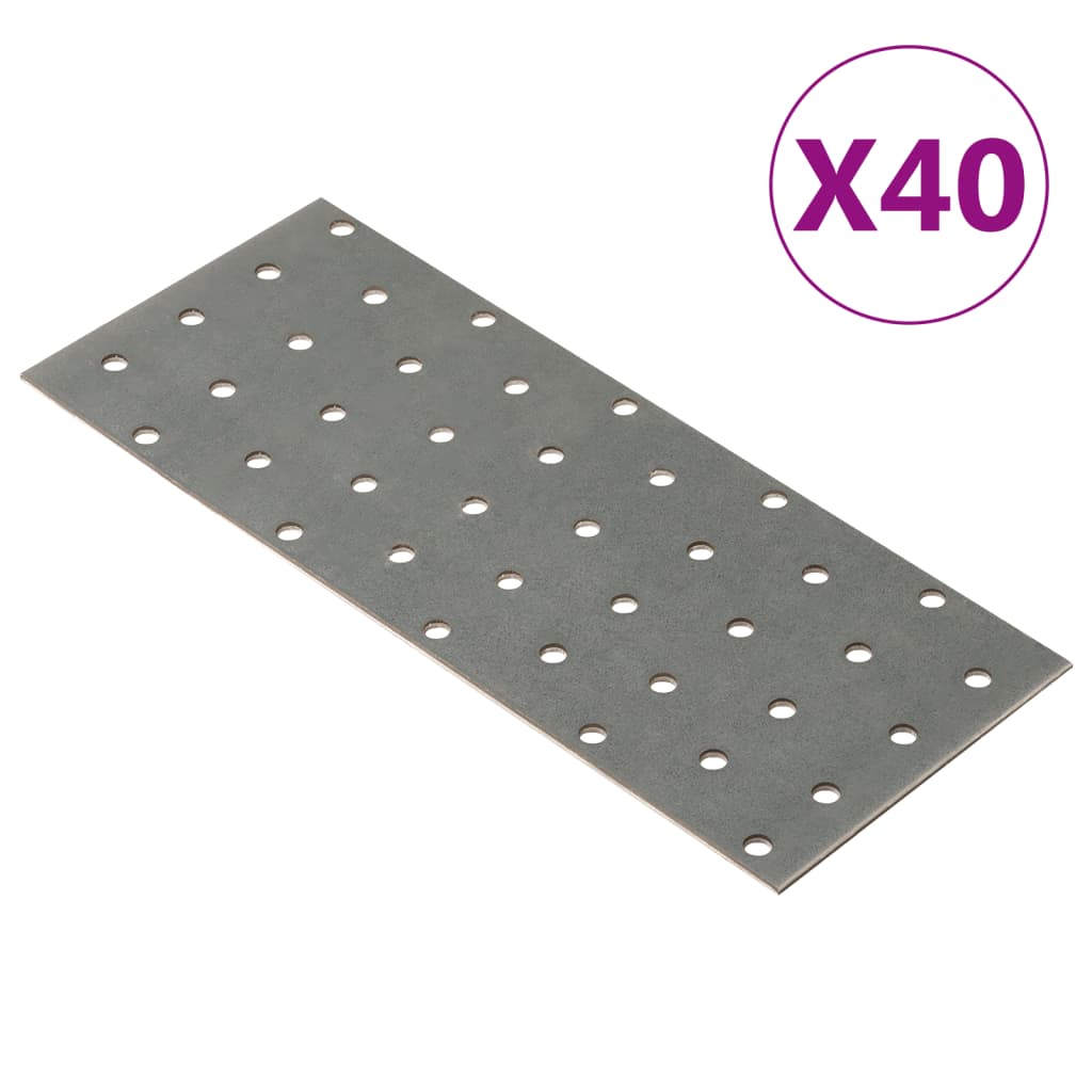 VidaXL Bleche perforiert 40 Stück 2 mm 200x80 mm verzinkter Stahl
