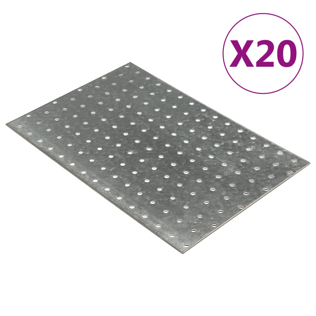 VidaXL Bleche perforiert 20 Stück 2 mm 300x200 mm verzinkter Stahl
