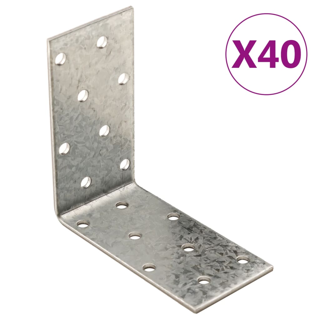 Vidaxx Eckwinkel 40 Stück 2 mm 80x40x80 mm verzinkter Stahl