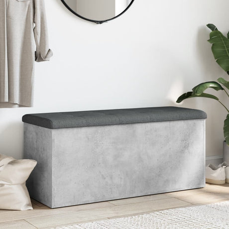 Vidaxl opbergbankje 102x42x45 cm bewerkt hout betongrijs
