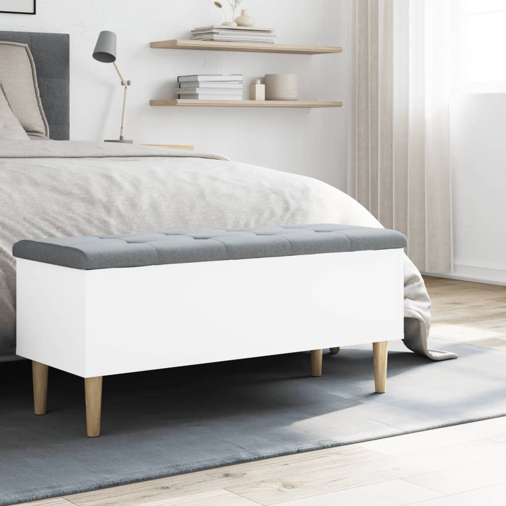 Vidaxl opbergbankje 102x42x46 cm bewerkt hout wit