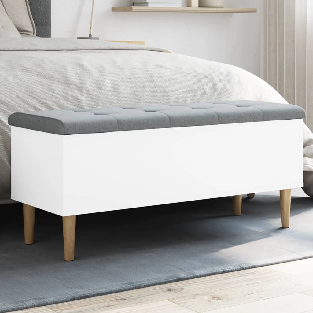 Vidaxl opbergbankje 102x42x46 cm bewerkt hout wit