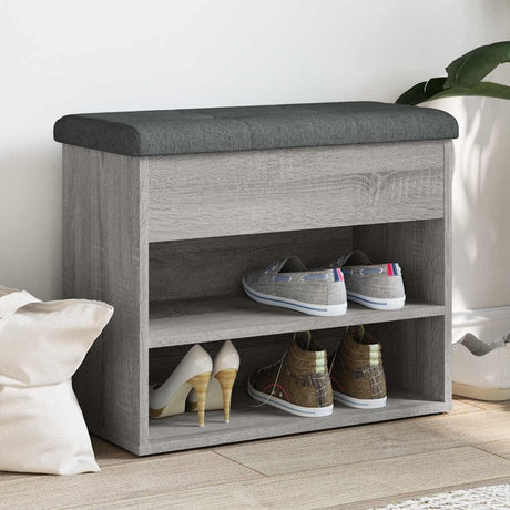 Vidaxl schoenenbankje 62x32x50 cm bewerkt hout grijs sonoma