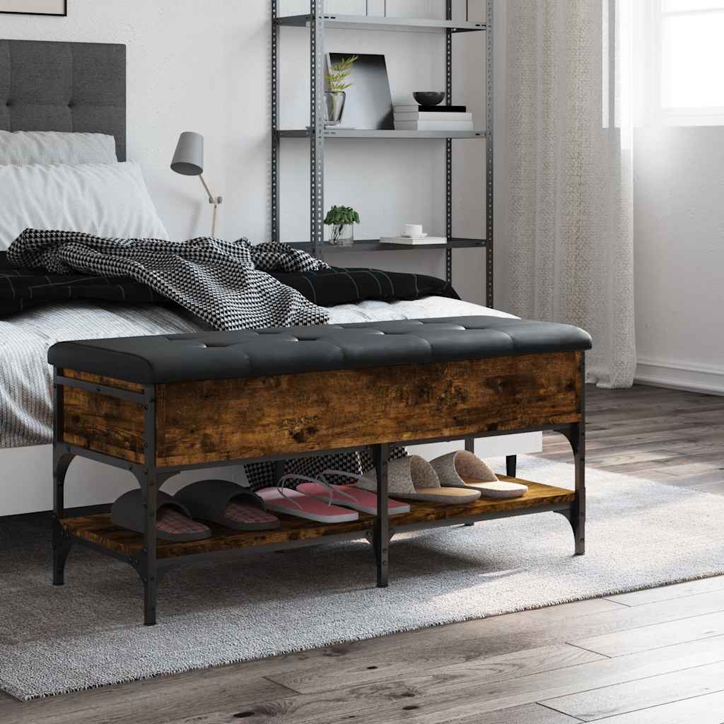 Vidaxl schoenenbank 102x42x45 cm bewerkt hout gerookt eikenkleurig