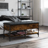 Vidaxl schoenenbank 102x42x45 cm bewerkt hout gerookt eikenkleurig
