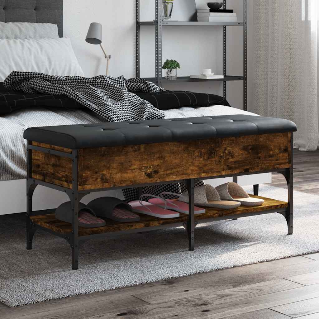 Vidaxl schoenenbank 102x42x45 cm bewerkt hout gerookt eikenkleurig