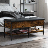 Vidaxl schoenenbank 102x42x45 cm bewerkt hout gerookt eikenkleurig