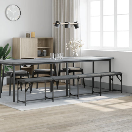 Vidaxl eetkamerbank 248x32x45 cm staal en stof donkergrijs