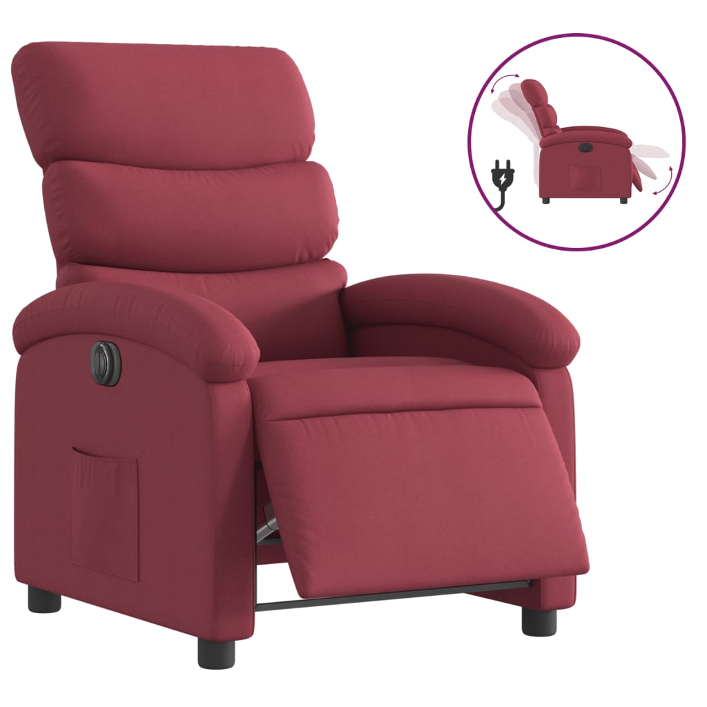 Vidaxl fauteuil verstelbaar elektrisch stof wijnrood
