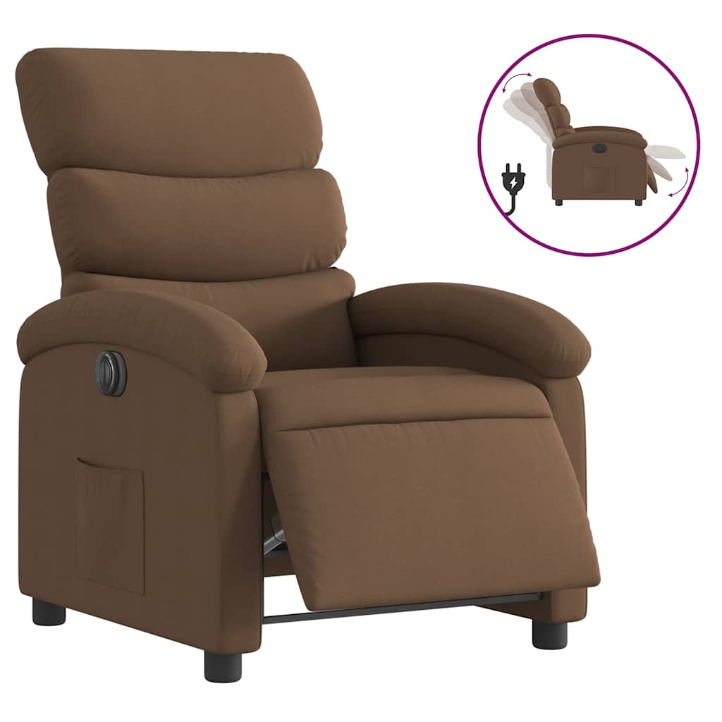 Vidaxl fauteuil verstelbaar elektrisch stof bruin