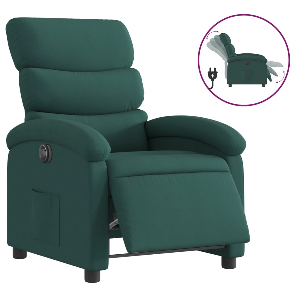 Vidaxl fauteuil verstelbaar elektrisch stof donkergroen