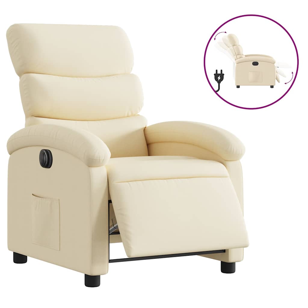 Vidaxl fauteuil verstelbaar elektrisch stof crèmekleurig
