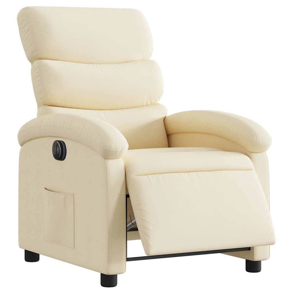 Vidaxl fauteuil verstelbaar elektrisch stof crèmekleurig