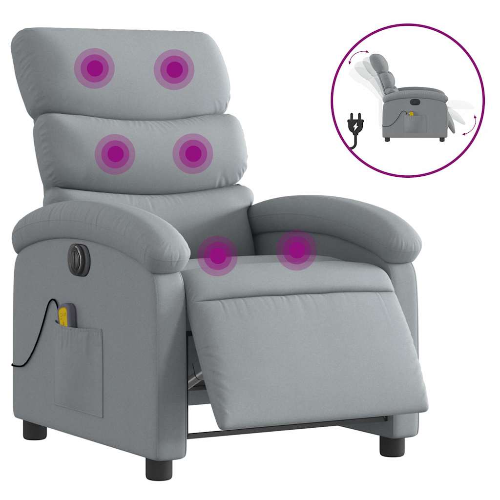 Vidaxl massagestoel elektrisch verstelbaar stof lichtgrijs