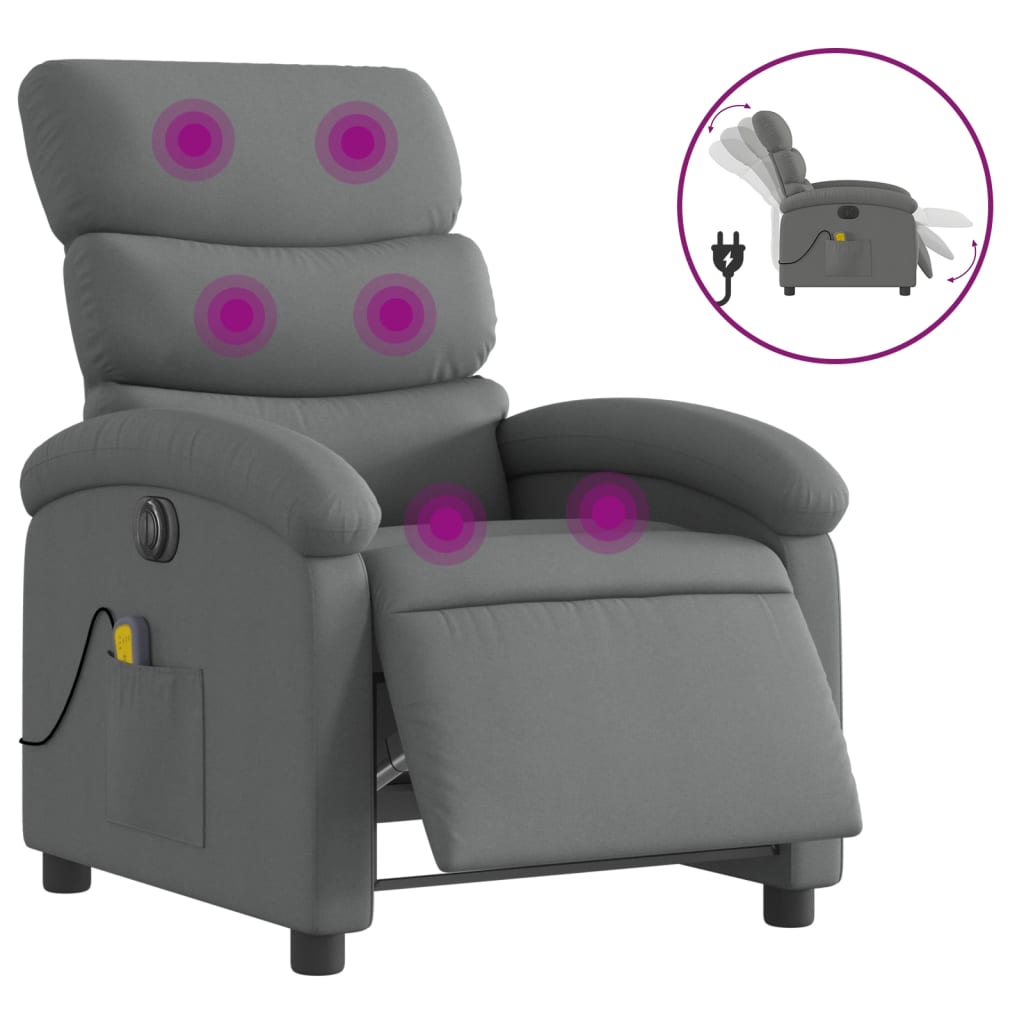 Vidaxl massagestoel elektrisch verstelbaar stof donkergrijs