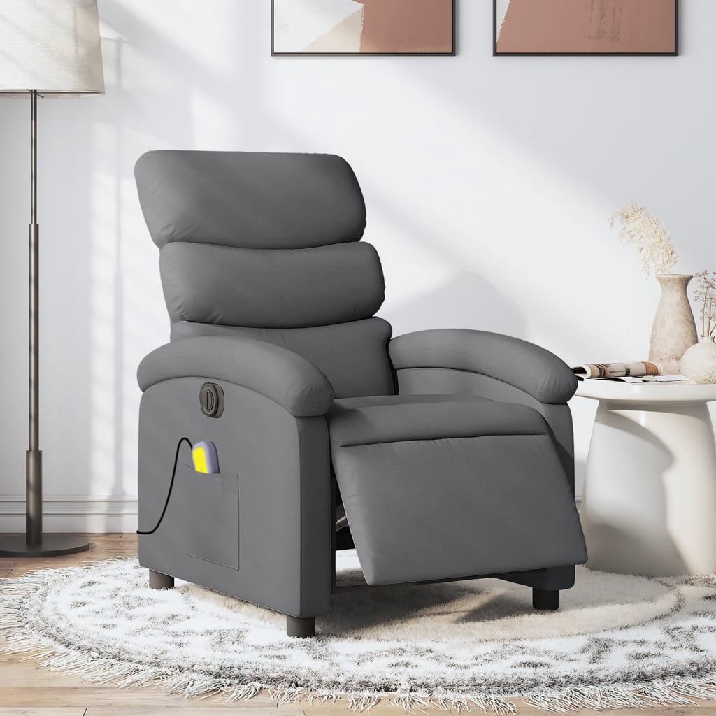 Vidaxl massagestoel elektrisch verstelbaar stof donkergrijs