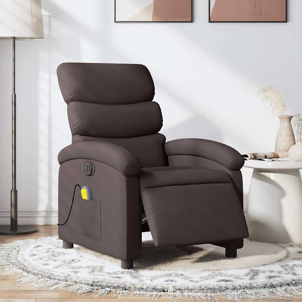 Vidaxl massagestoel elektrisch verstelbaar stof donkerbruin