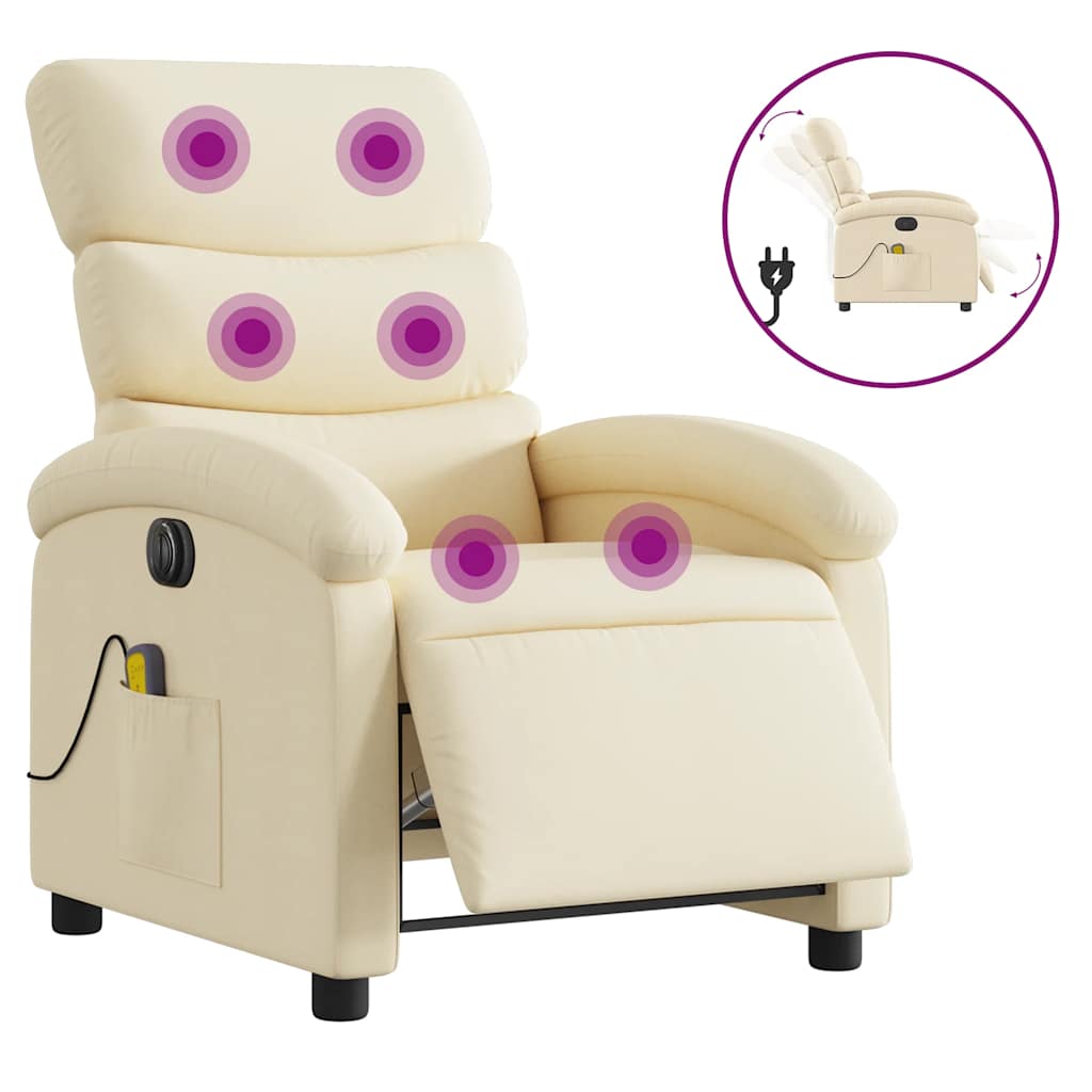 Vidaxl massagestoel elektrisch verstelbaar stof crèmekleurig