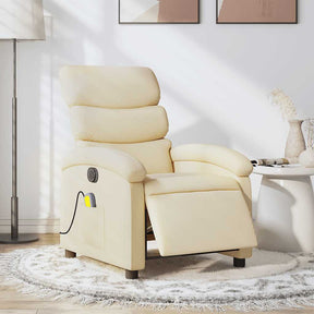 Vidaxl massagestoel elektrisch verstelbaar stof crèmekleurig