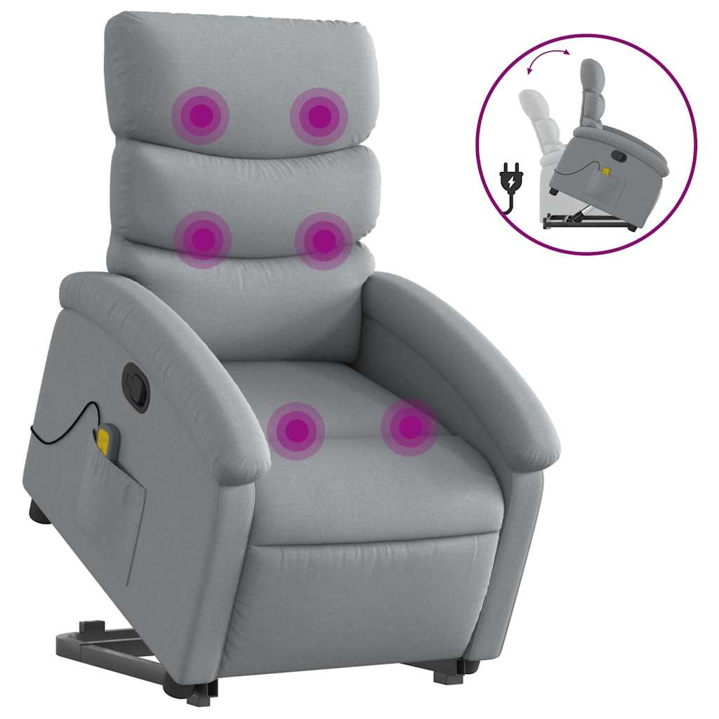 Vidaxl sta-op-massagestoel verstelbaar stof lichtgrijs