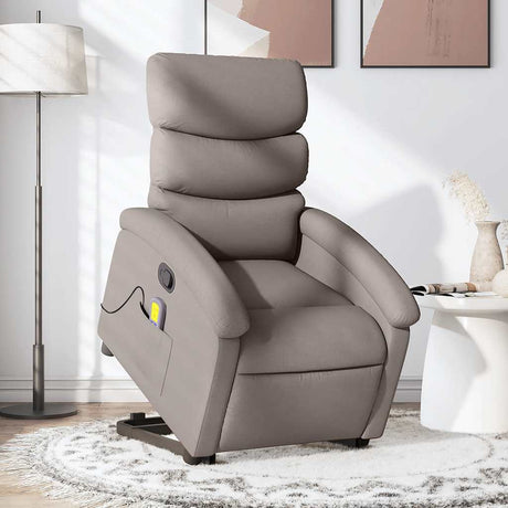 Vidaxl sta-op-massagestoel verstelbaar stof taupe