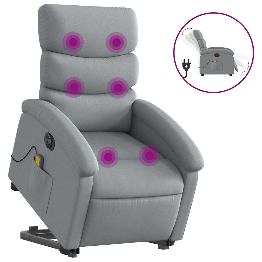 Vidaxl sta-op-massagestoel elektrisch verstelbaar stof lichtgrijs