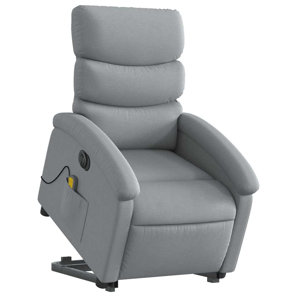 Vidaxl sta-op-massagestoel elektrisch verstelbaar stof lichtgrijs