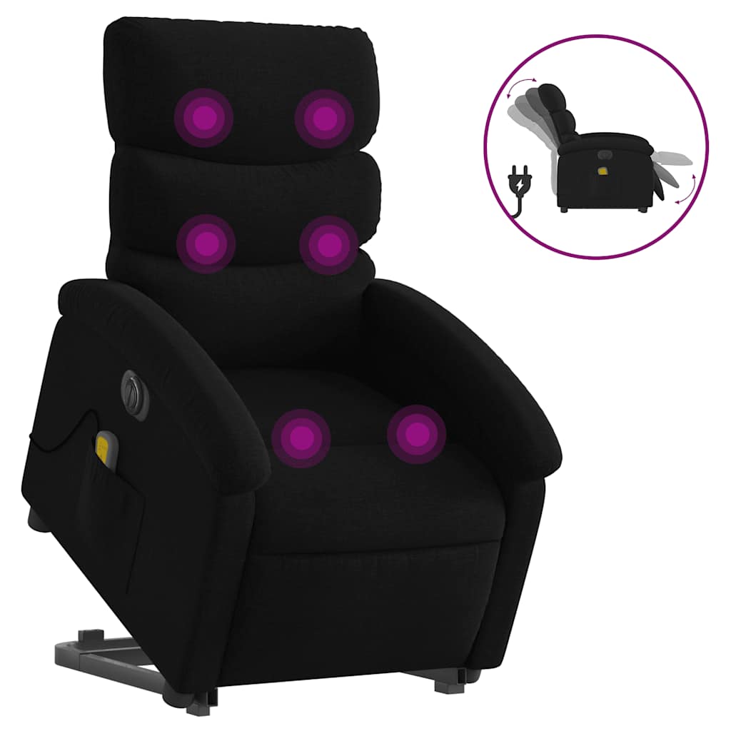 Vidaxl sta-op-massagestoel elektrisch verstelbaar stof zwart