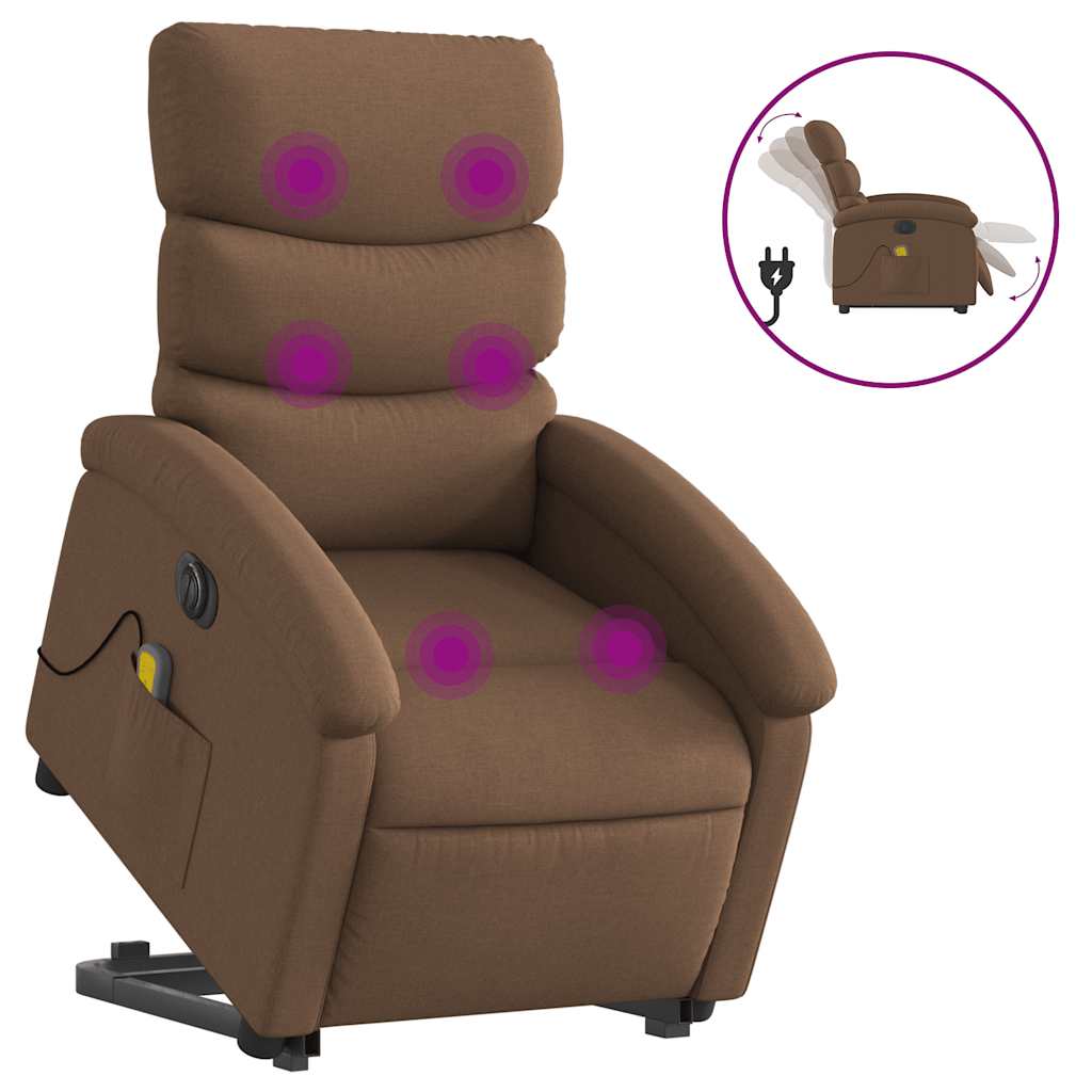 Vidaxl sta-op-massagestoel elektrisch verstelbaar stof bruin