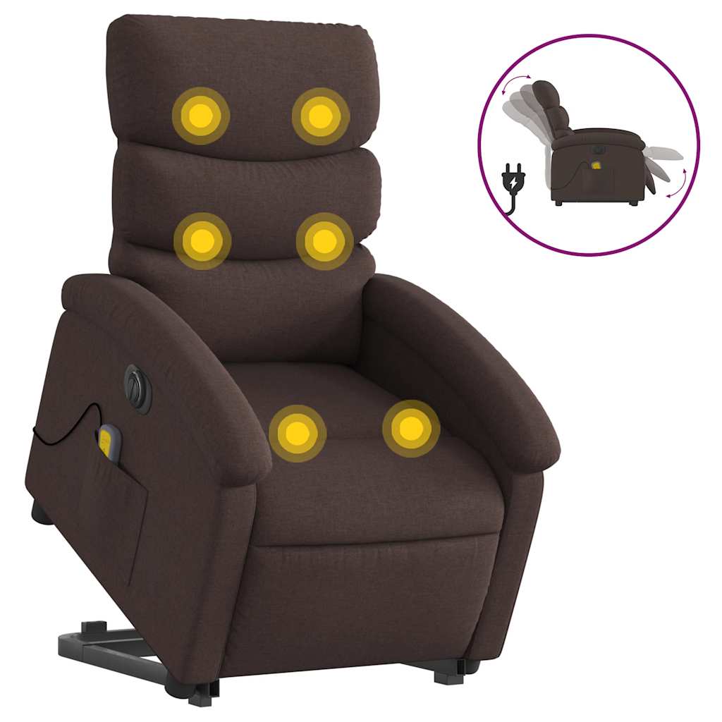 Vidaxl sta-op-massagestoel elektrisch verstelbaar stof donkerbruin