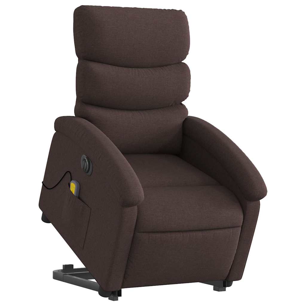 Vidaxl sta-op-massagestoel elektrisch verstelbaar stof donkerbruin