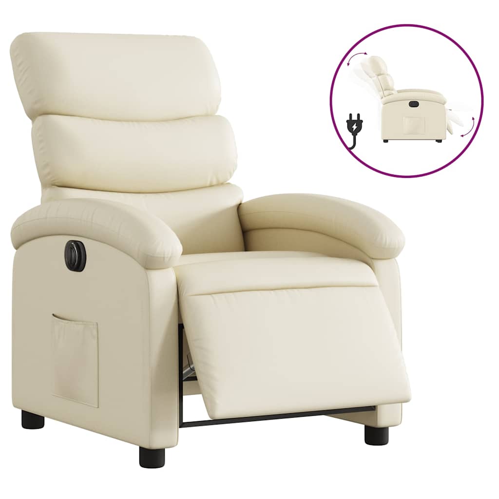 Vidaxl fauteuil elektrisch verstelbaar kunstleer crèmekleurig