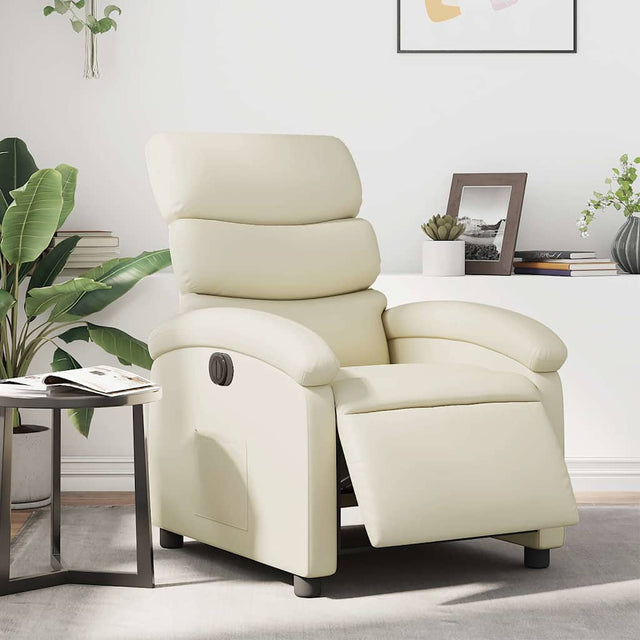 Vidaxl fauteuil elektrisch verstelbaar kunstleer crèmekleurig