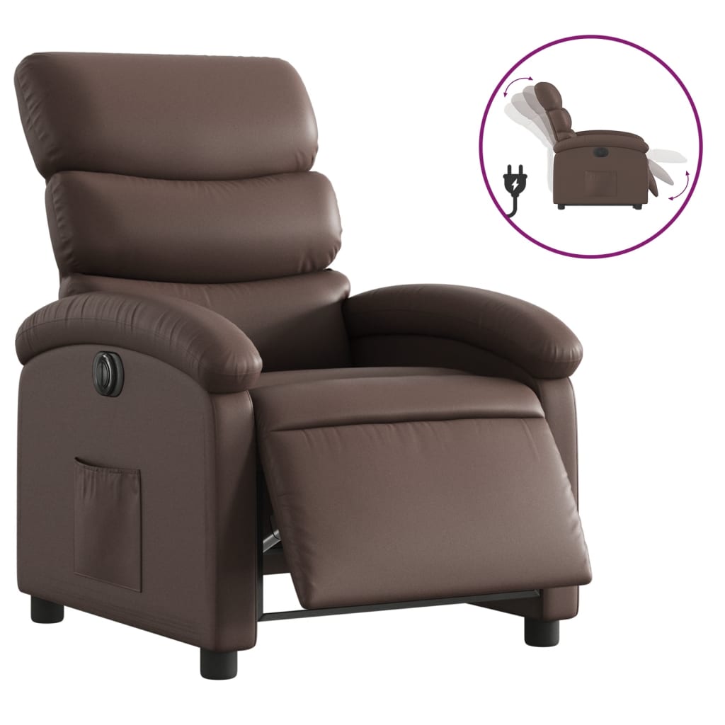 Vidaxl fauteuil verstelbaar elektrisch kunstleer bruin