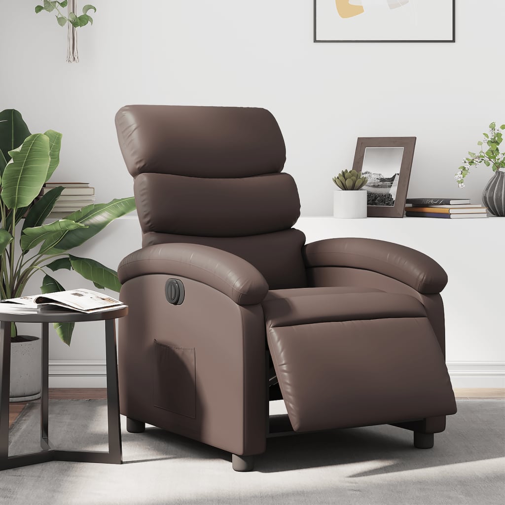 Vidaxl fauteuil verstelbaar elektrisch kunstleer bruin
