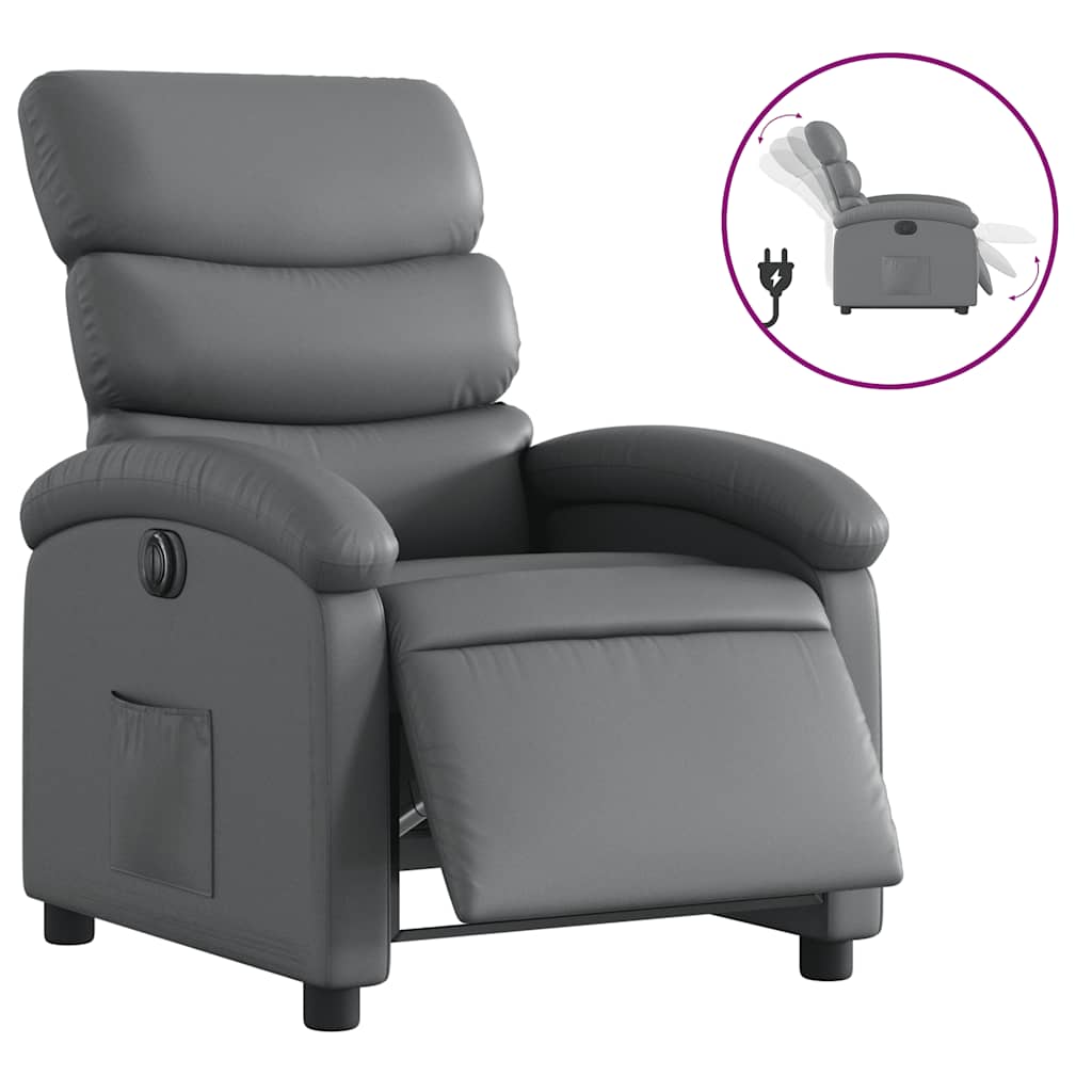 Vidaxl fauteuil verstelbaar elektrisch kunstleer grijs