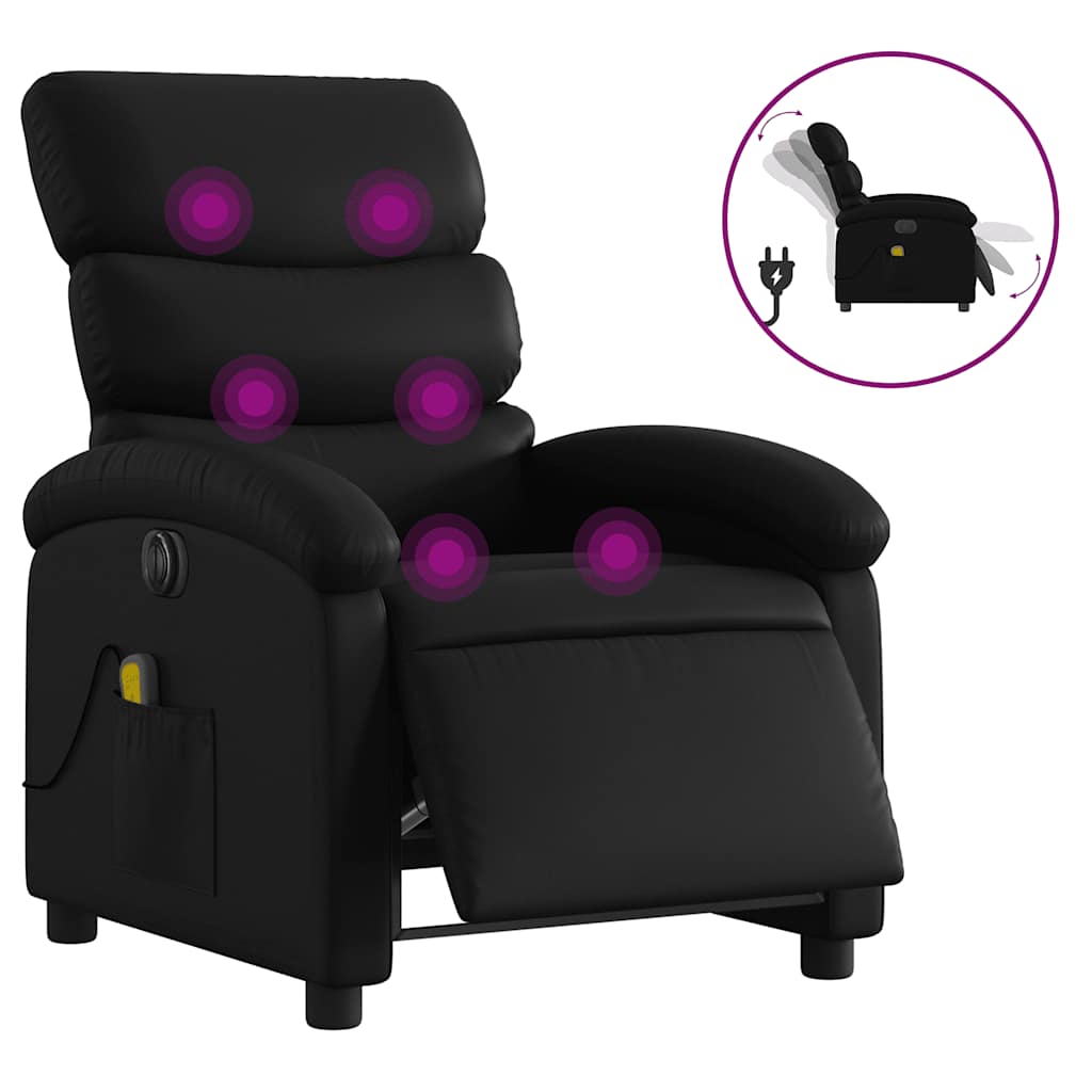 Vidaxl massagestoel verstelbaar elektrisch kunstleer zwart