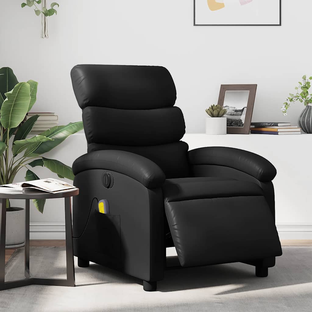 Vidaxl massagestoel verstelbaar elektrisch kunstleer zwart