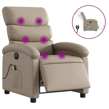 Vidaxl massagestoel verstelbaar elektrisch kunstleer cappuccinokleurig