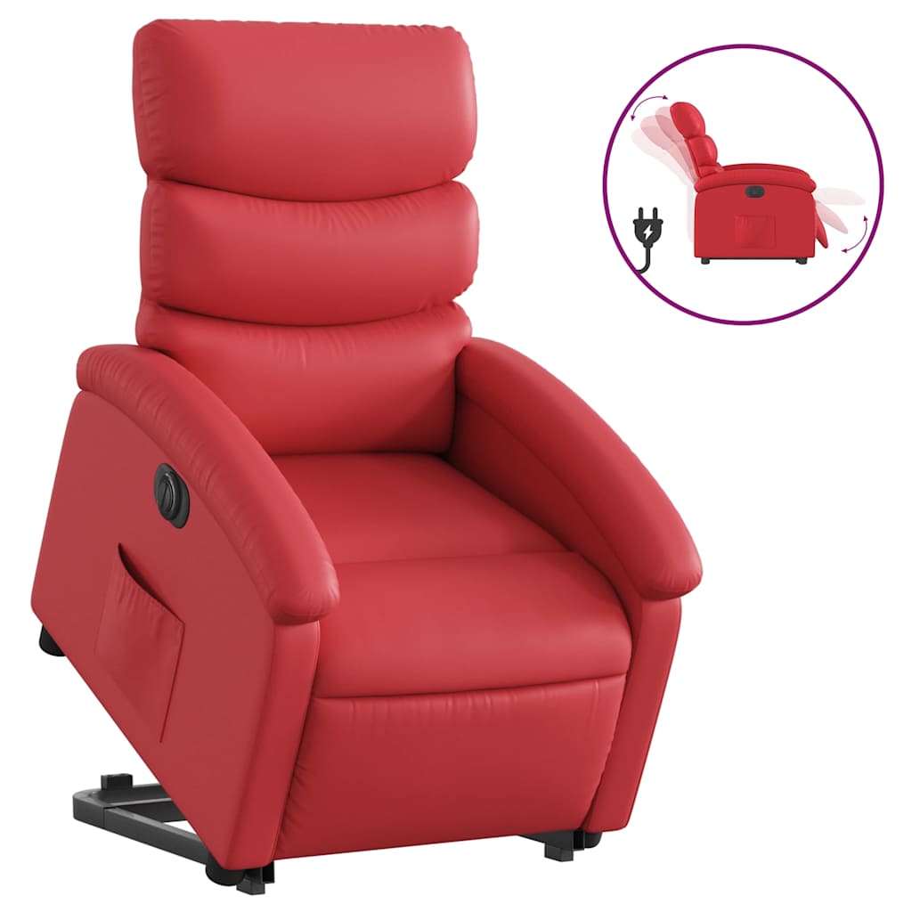 Vidaxl sta-op-stoel elektrisch kunstleer rood