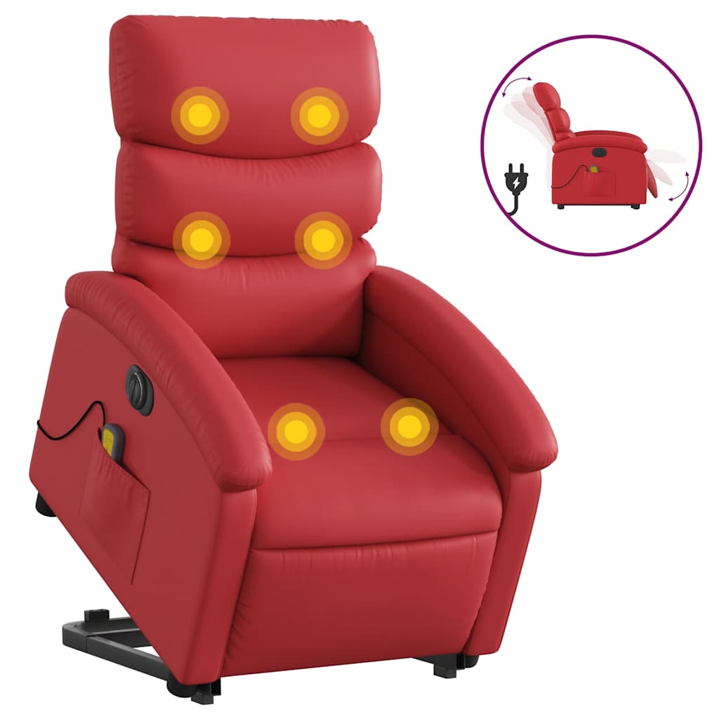 Vidaxl sta-op-massagestoel elektrisch kunstleer rood