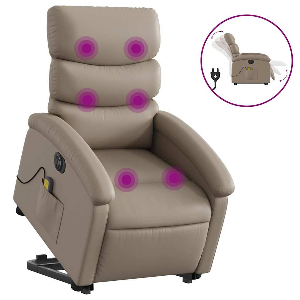 Vidaxl sta-op-massagestoel elektrisch kunstleer cappuccinokleurig
