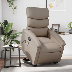 Vidaxl sta-op-massagestoel elektrisch kunstleer cappuccinokleurig