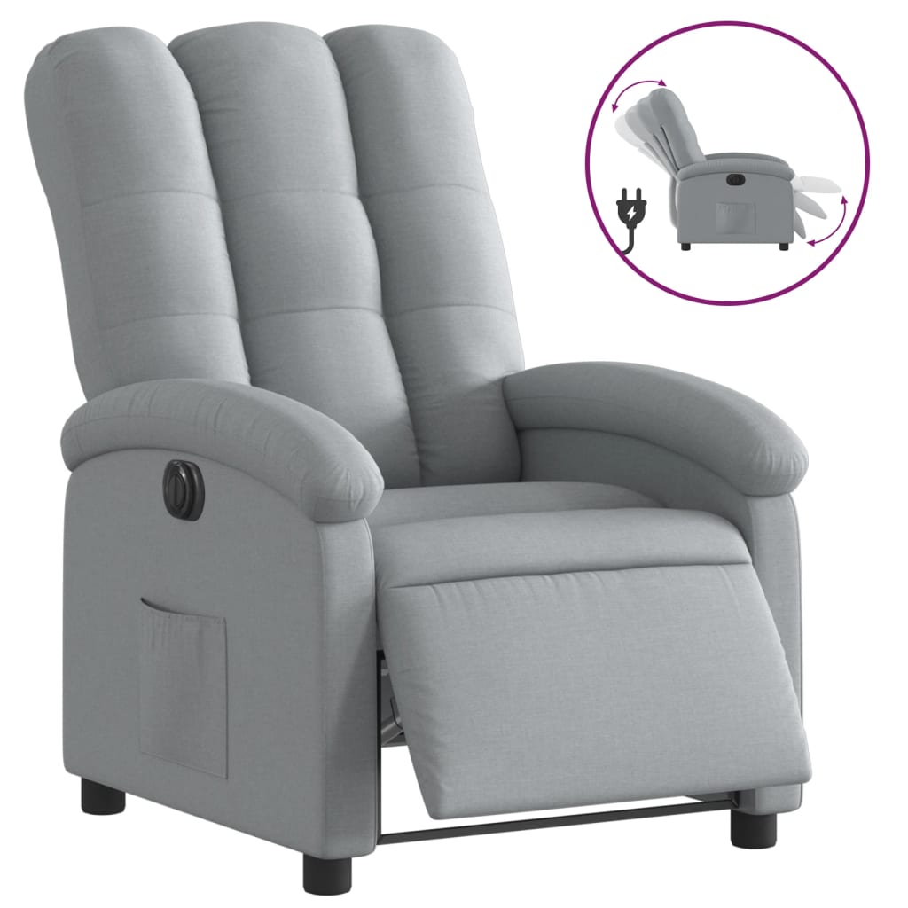 Vidaxl fauteuil elektrisch verstelbaar stof lichtgrijs