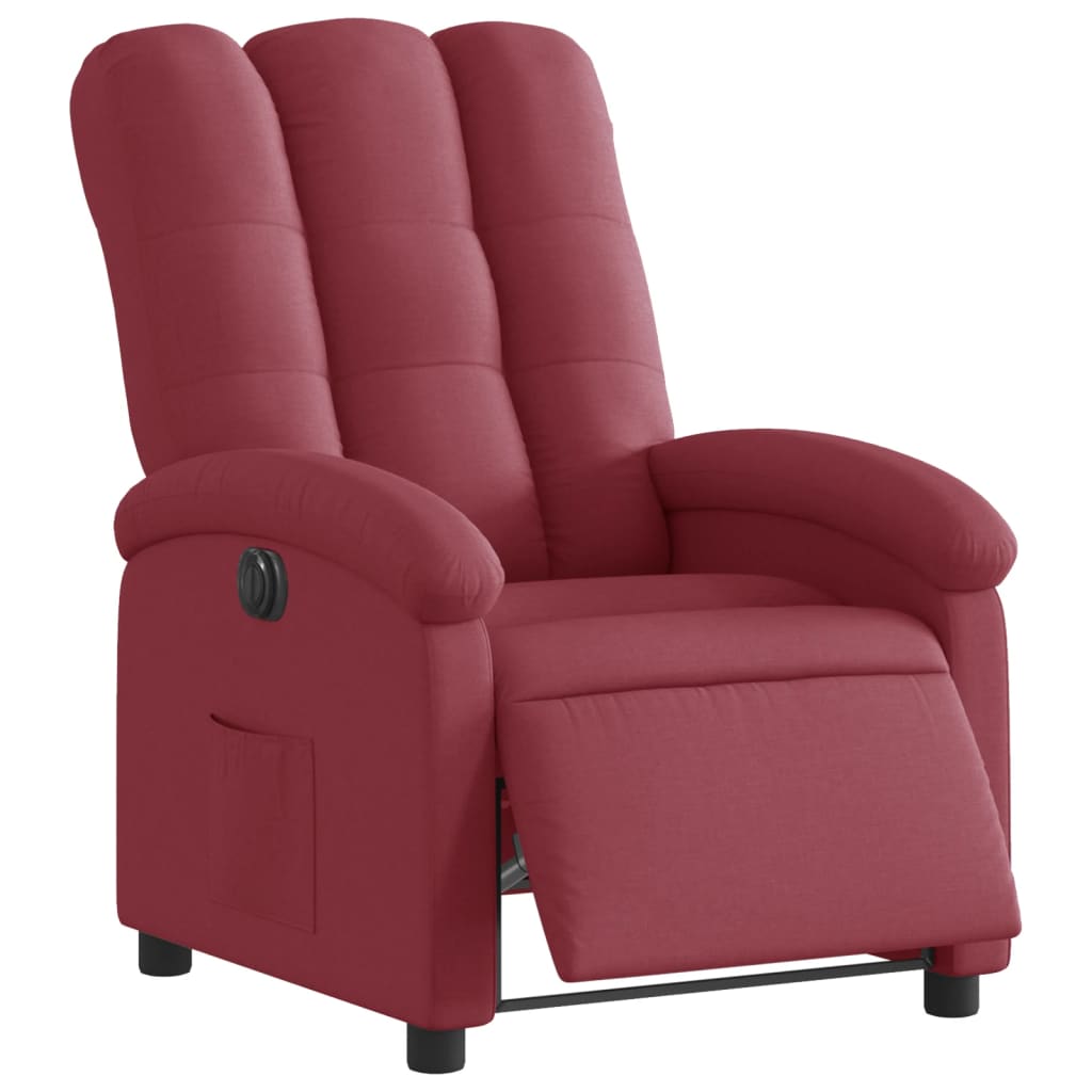 Vidaxl fauteuil verstelbaar elektrisch stof wijnrood