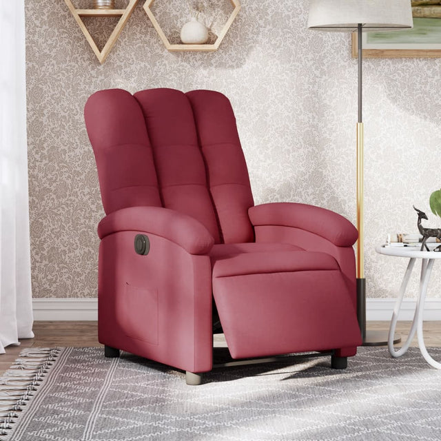 Vidaxl fauteuil verstelbaar elektrisch stof wijnrood